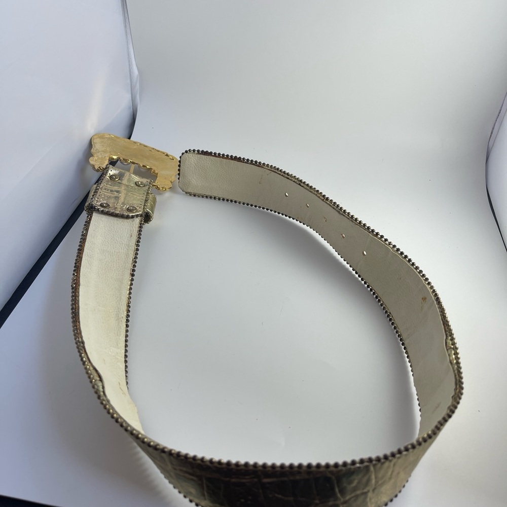 Leatherock Vintage Jeweled Gold Leather Rhinestone Belt Size S - Picture 6 of 16